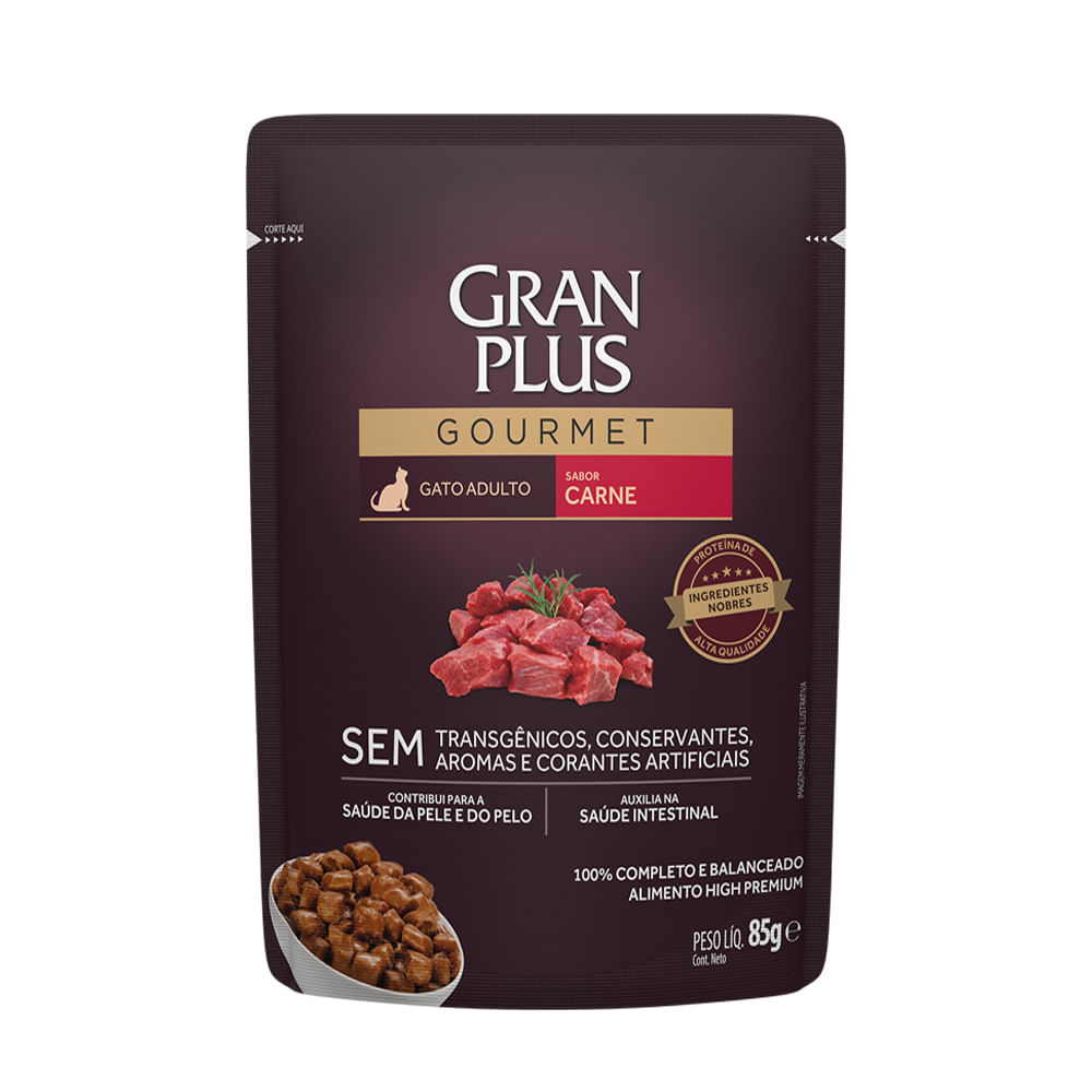 Ração Úmida GranPlus Gourmet Gatos Adultos Carne