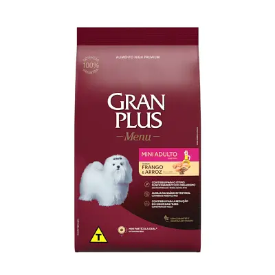 Ração Gran Plus Cães Menu Adultos Raças Mini Frango e Arroz 10,1kg