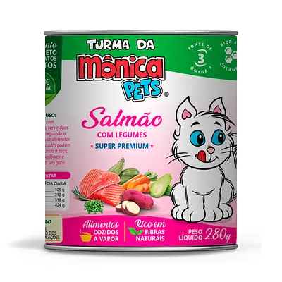 Ração Úmida Turma da Mônica Pets para Gatos Sabor Salmão com Legumes 280g