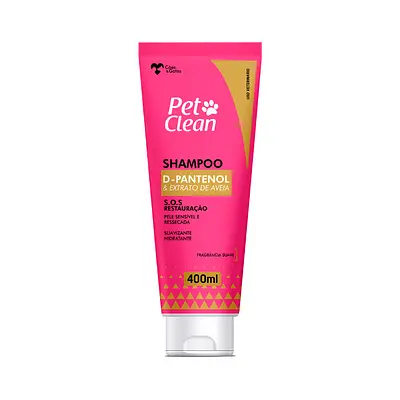 Shampoo Pet Clean D-Pantenol e Extrato de Aveia para Cães e Gatos 400ml
