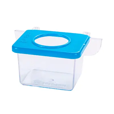Comedouro Jel Plast Pet Piu 1 Furo com Gancho Cristal Azul para Pássaros - 30ml