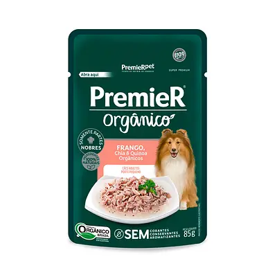Ração Úmida Premier Orgânico para Cães Adultos de Porte Pequeno Sabor Frango, Chia e Quinoa 85g