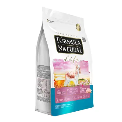 Ração Fórmula Natural Cães Adultos Raças Mini e Pequenas Sabor Frango e Linhaça 7,5kg