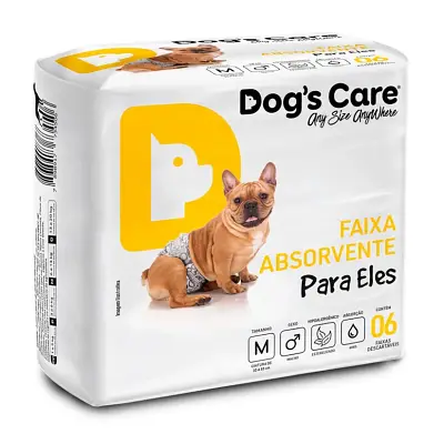 Fralda Higiênica M Para Macho Dogs Care 6 Unidades