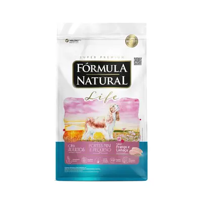 Ração Fórmula Natural Life Cães Adultos Raças Mini e Pequenas Frango e Linhaça 10,1Kg