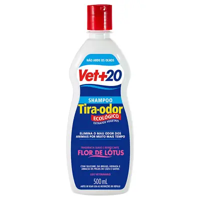 Shampoo Cães e Gatos Vet+20 Tira-Odor Flor De Lotus 500ml