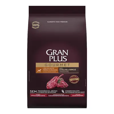 Ração Gran Plus Gourmet Cães Filhotes Porte Médio e Grande Ovelha e Arroz 15kg