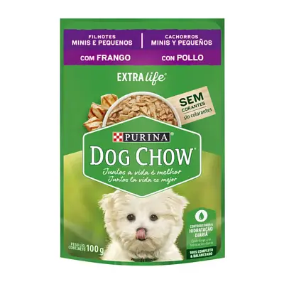 Ração Úmida Nestle Purina Dog Chow Filhotes Raças Pequenas Frango Sache 100g