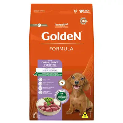 Ração Golden Formula Cães Filhotes Porte Pequeno Carne e Arroz Mini Bits 10,1kg
