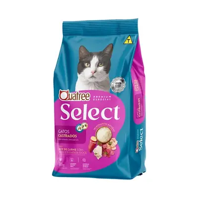 Ração Quatree Select Gatos Castrados Mix Carne 1Kg