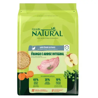 Ração Guabi Natural Gatos Sênior Castrados Frango e Arroz Integral 7,5kg
