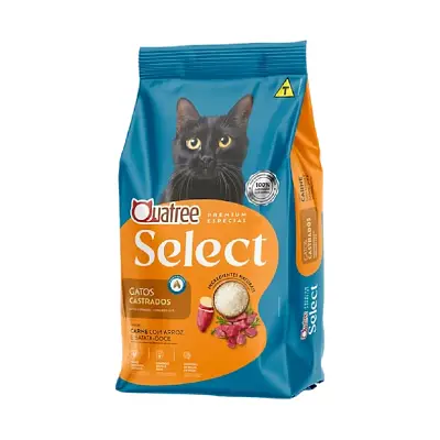 Ração Quatree Select Gatos Castrados Carne 10,1Kg