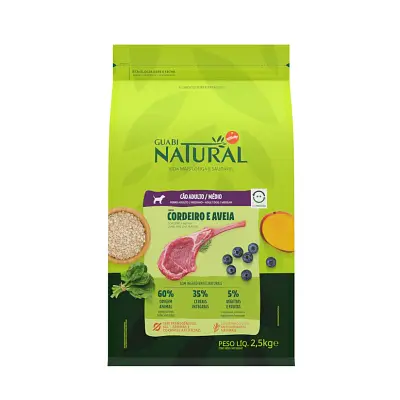 Ração Guabi Natural Cães Adultos Raças Médias e Grandes Cordeiro e Aveia 2,5kg
