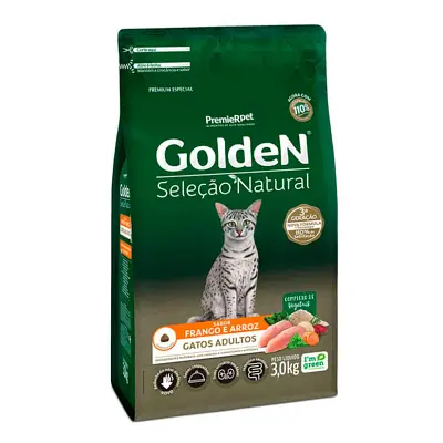 Ração Premier Golden Seleção Natural para Gatos Adultos Frango e Arroz 3kg