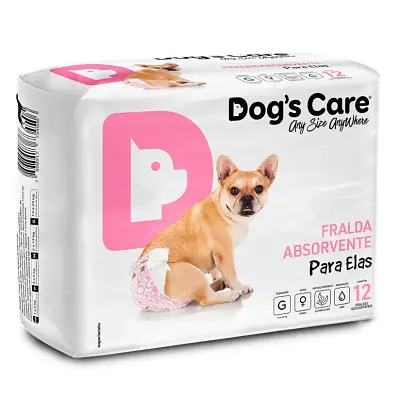 Fralda Higiênica G Para Fêmeas Dogs Care 12 Unidades