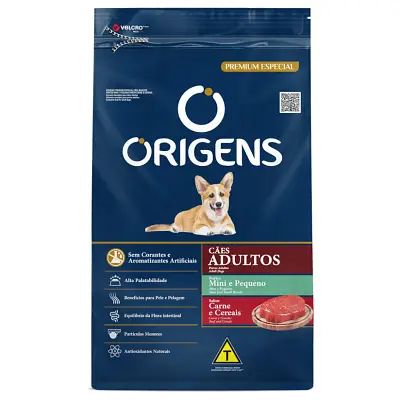 Ração Origens Cães Adultos Carne e Cereais Raças Mini e Pequeno 10,1kg