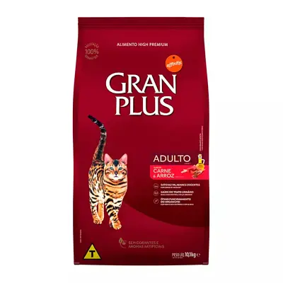 Ração Gran Plus Gatos Adultos Carne e Arroz 10,1kg
