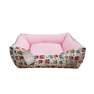 Cama De Tecido Retangular Maxximo Pet Coruja Rosa M
