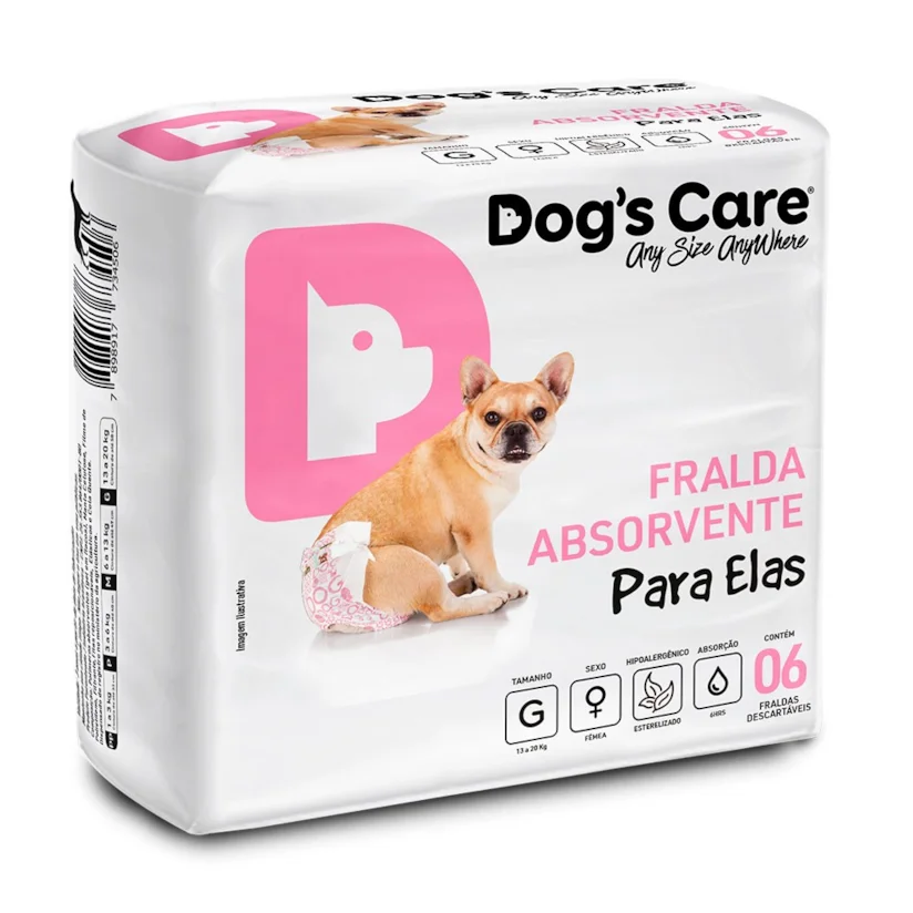 Fralda Higiênica G Para Fêmeas Dogs Care 06 Unidades
