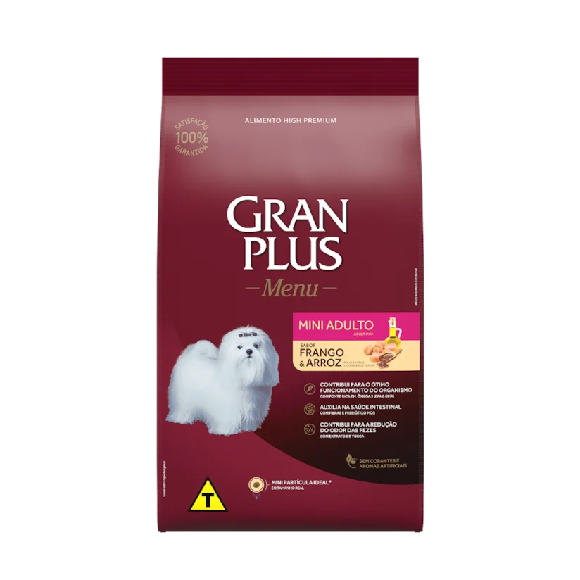 Ração Gran Plus Cães Menu Adultos Raças Mini Frango e Arroz 10,1kg