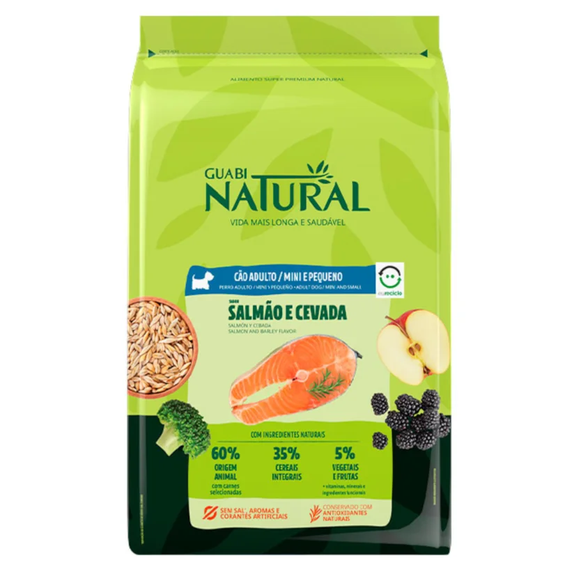 Ração Guabi Natural Cães Adultos Mini e Pequeno Salmão e Cevada 1kg