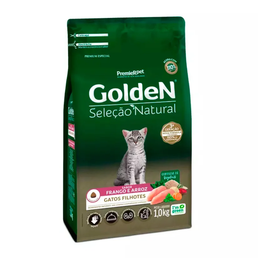 Ração Premier Golden Seleção Natural para Gatos Filhotes Frango e Arroz 1kg