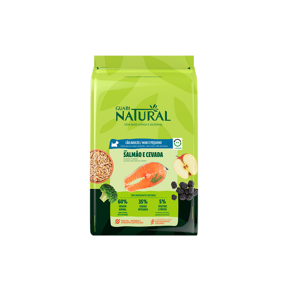 Ração Guabi Natural para Cães Adultos de Porte Mini e Pequeno Sabor Salmão e Cevada