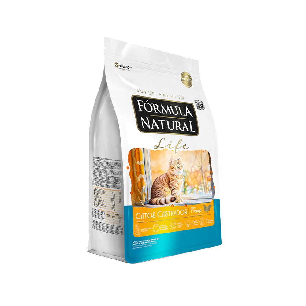 Ração Fórmula Natural Life para Gatos Adultos Castrados Sabor Frango