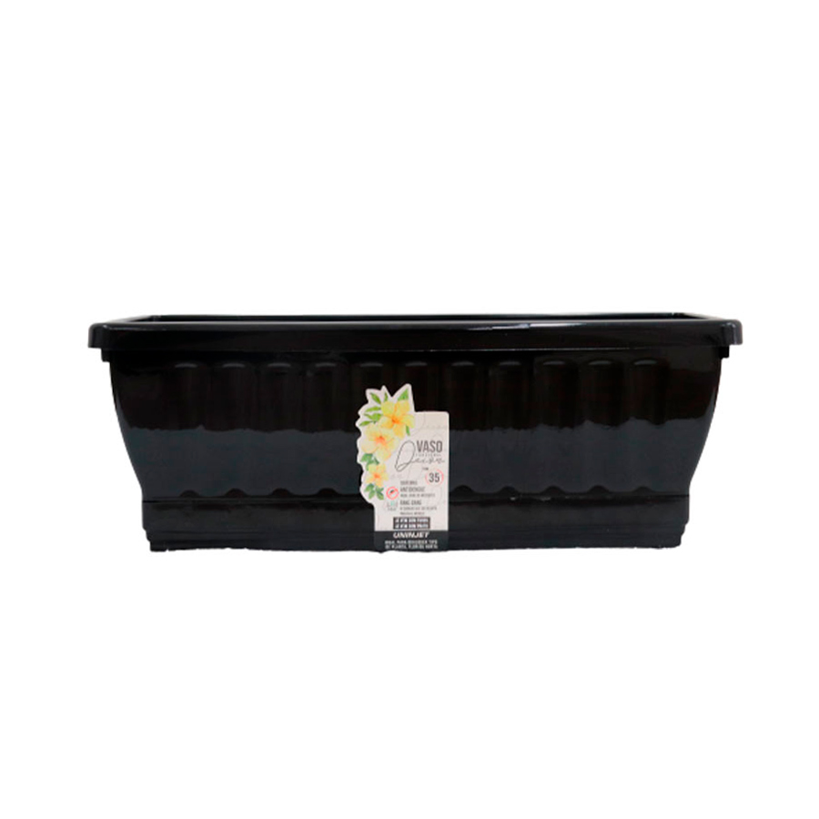 Vaso Uninjet Jardineira com Prato Preto