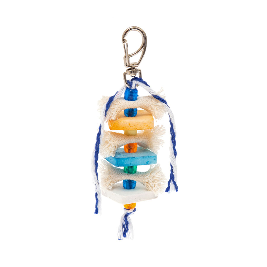 Brinquedo Kakatoo Bica Pedra Cordas para Pássaros - Cores Sortidas - P