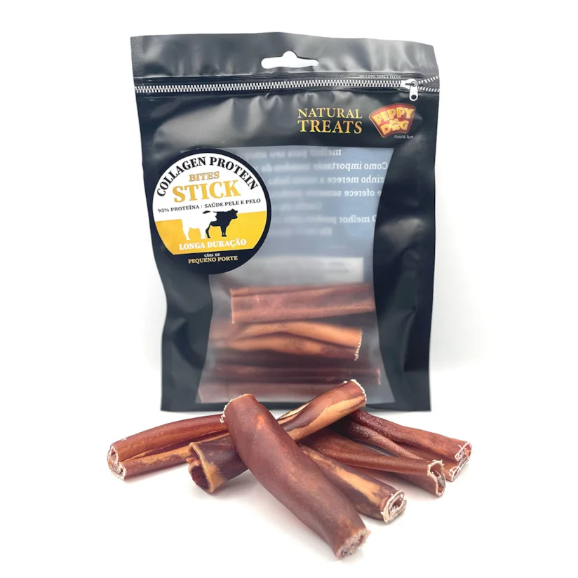 Petisco Collagen Protein Bites Stick Peppy Dog Natural para Cães