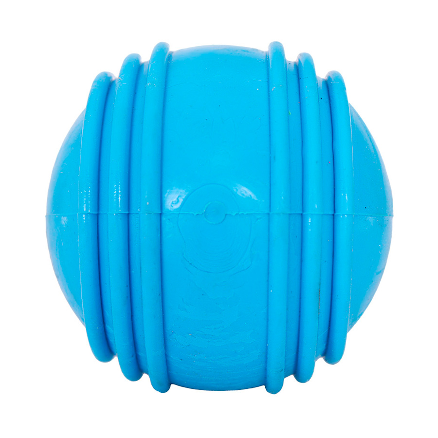 Brinquedo Furacão Pet Bola de Borracha Maciça Azul com Friso para Cães