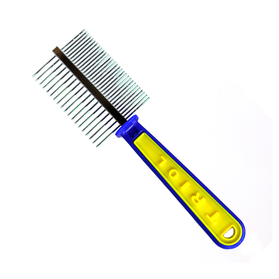Pente Duplo Savana 49 Dentes com Cabo de Plástico para Cães e Gatos