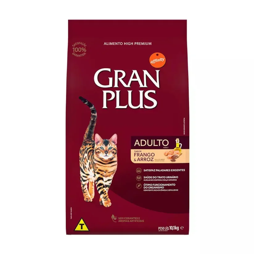 Ração Gran Plus Gatos Adultos Frango e Arroz 10,1kg