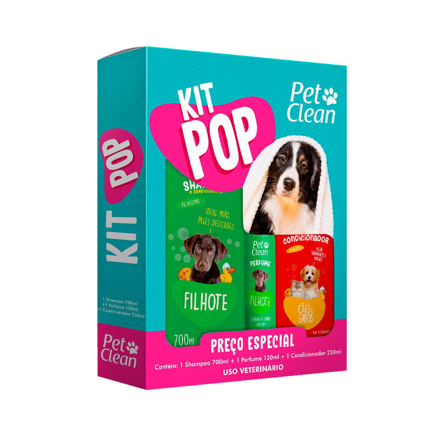 Kit Pop Pet Clean Shampoo, Condicionador e Perfume