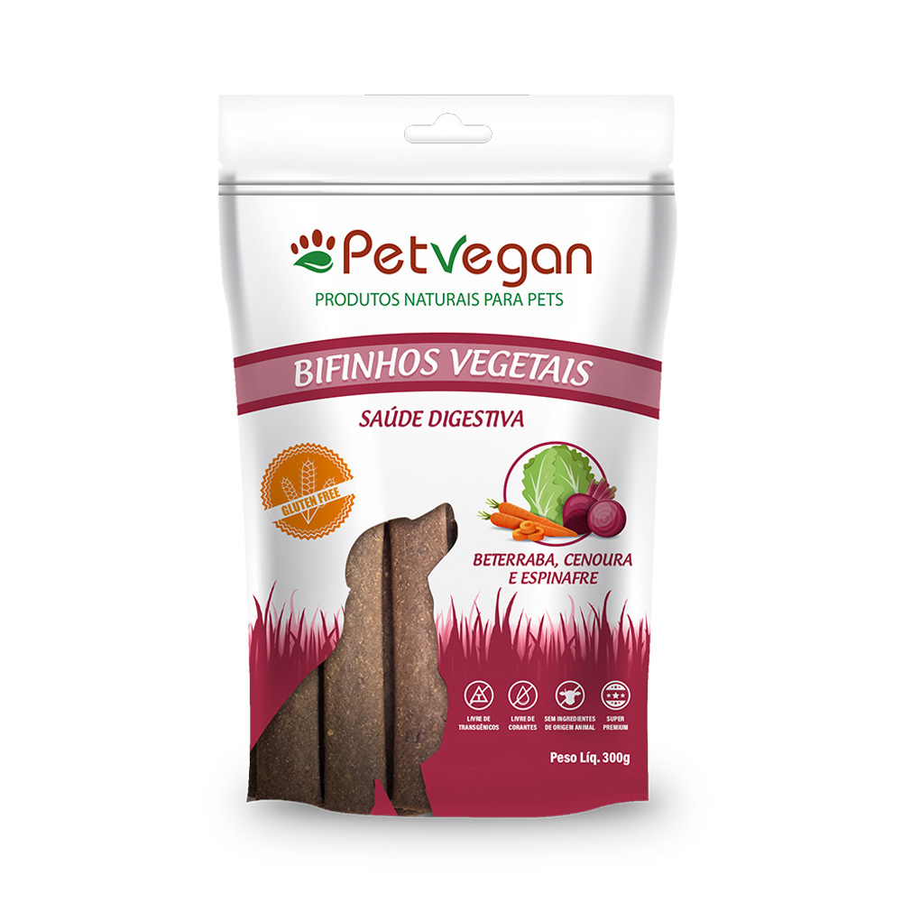 Bifinho PetVegan Saúde Digestiva para Cães Sabor Cenoura, Beterraba e Espinafre