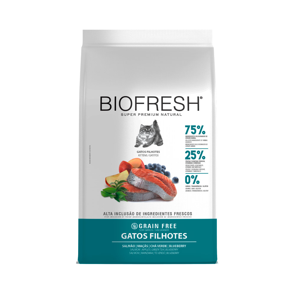 Ração Biofresh para Gatos Filhotes Sabor Salmão, Maçã, Chá Verde e Blueberry