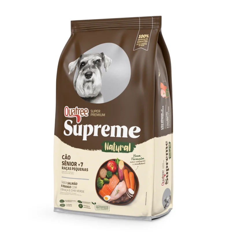 Ração Quatree Supreme Cães Sênior +7 Raças Pequenas Frango e Salmão - 1kg