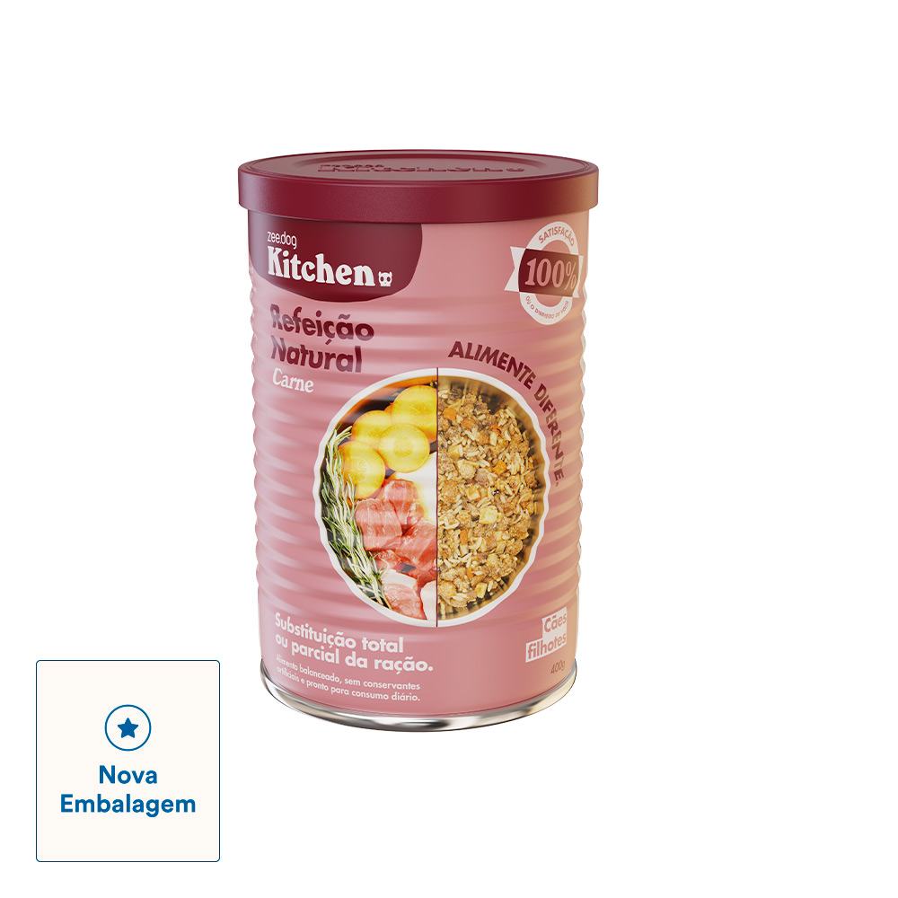 Refeição Natural Zee.Dog Kitchen Lata para Cães Filhotes Sabor Carne - 400g