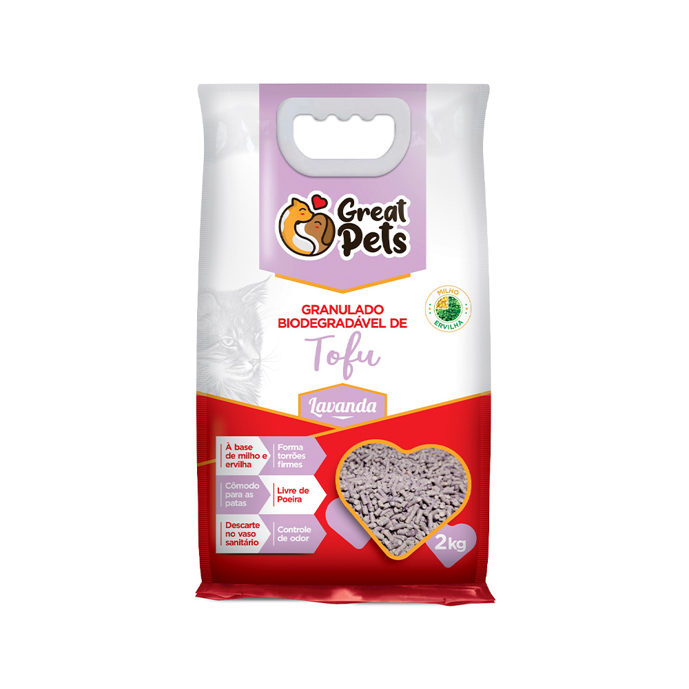 Granulado Higiênico Great Pets Premium Biodegradável Tofu Lavanda 2 kg