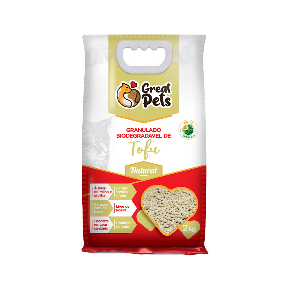 Granulado Higiênico Great Pets Premium Biodegradável Tofu Natural 2 kg