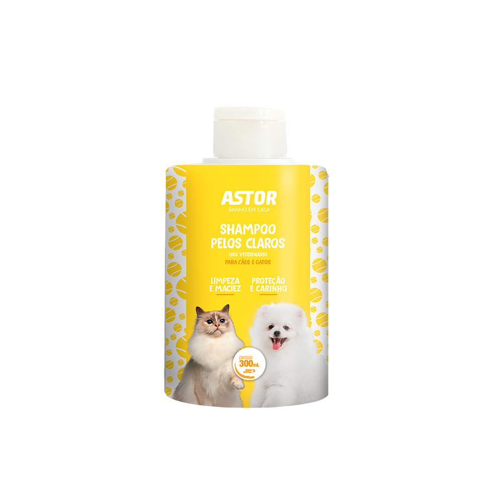 Shampoo Pelos Claros Astor para Cães e Gatos 300 ml