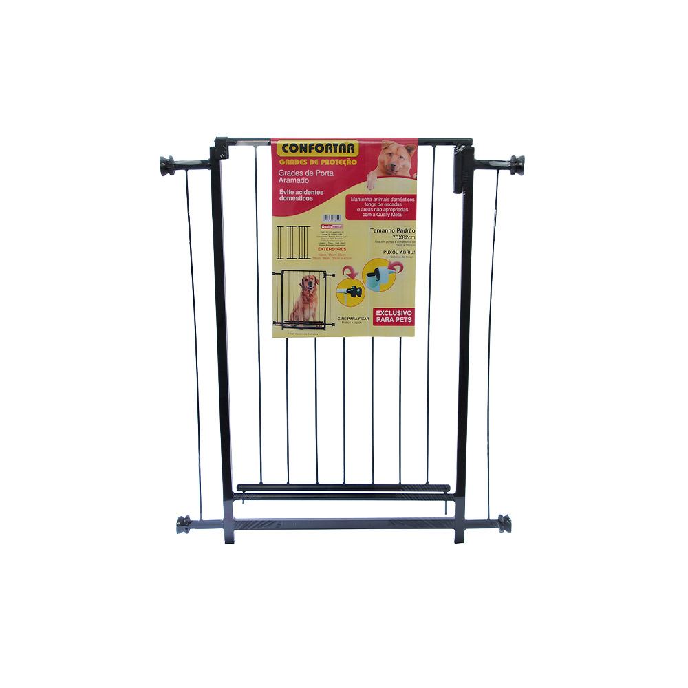 Portão Pet Qually Metal 70cm Preto para Cães