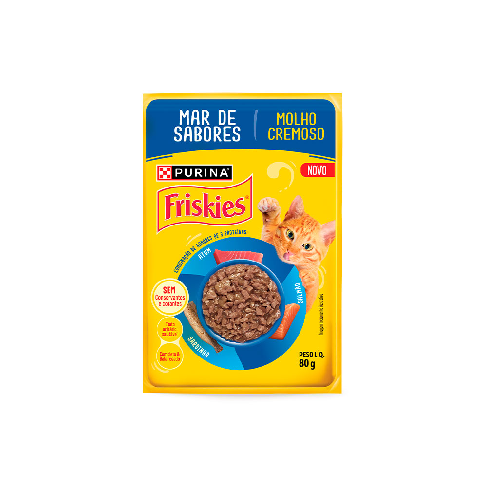 Ração Úmida Friskies Sachê para Gatos Mar de Sabores 80 g