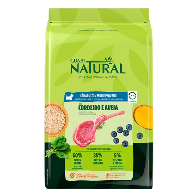 Ração Guabi Natural Cães Adultos Mini e Pequeno Cordeiro e Aveia 10,1kg