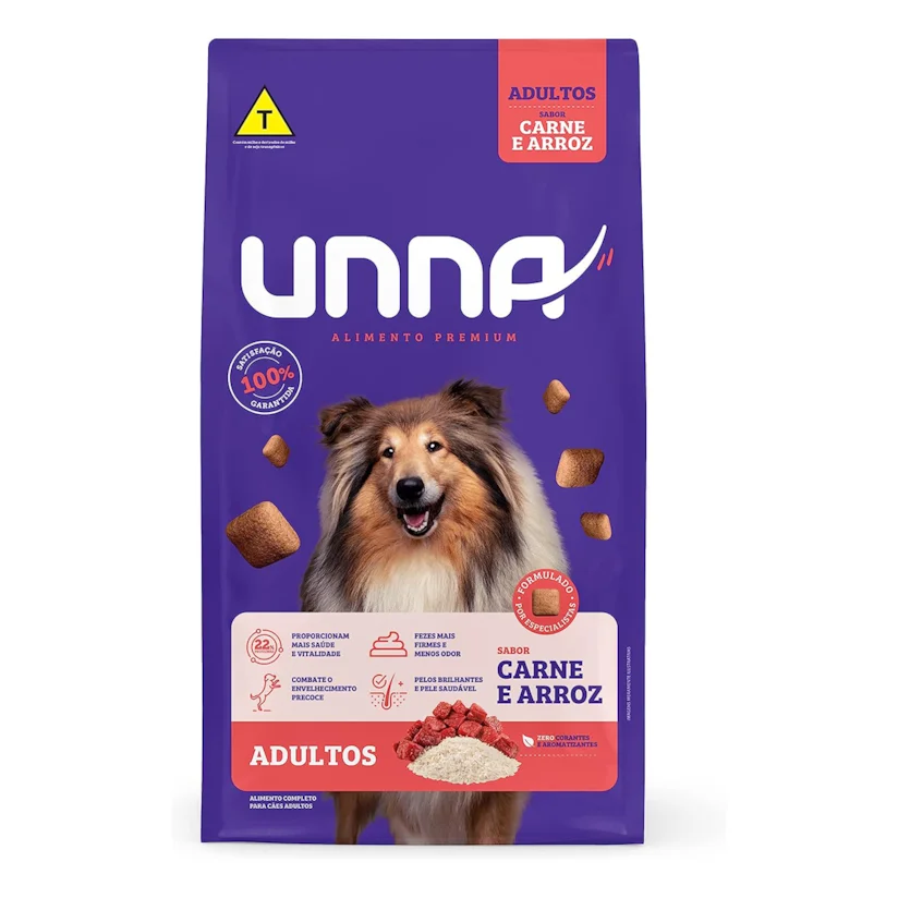 Ração Cães Unna Adulto Carne e Arroz 10,1kg