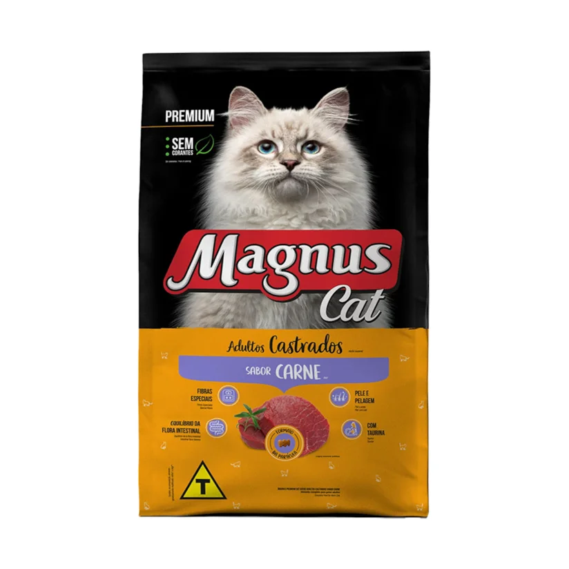 Ração Magnus Premium Gatos Adultos Castrados Carne 10,1kg