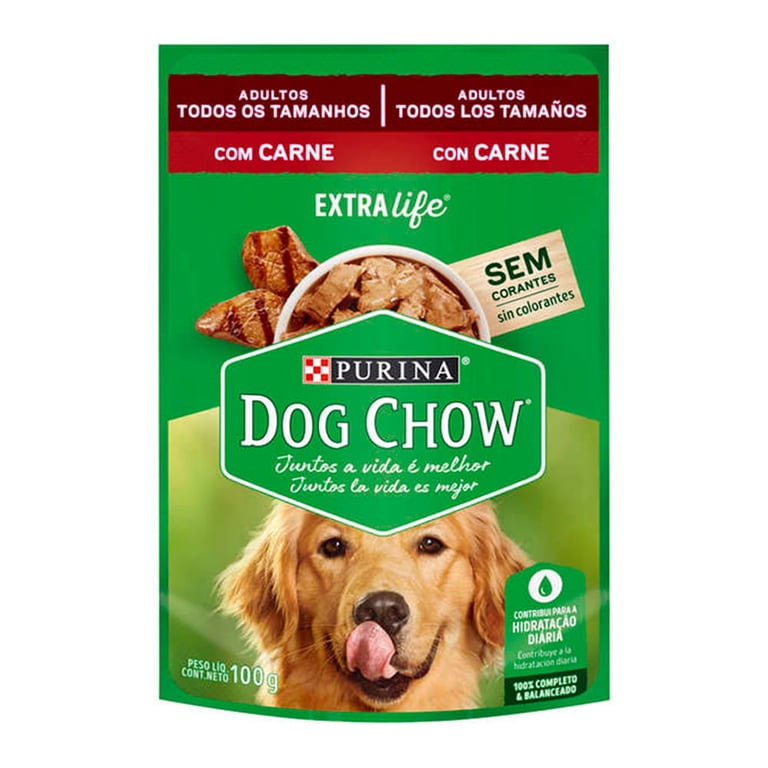 Ração Úmida Nestle Purina Dog Chow Adultos Carne Sachê 100g