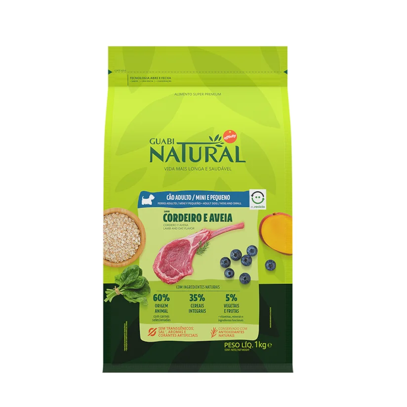 Ração Guabi Natural Cães Adultos Raças Mini e Pequenas Cordeiro e Aveia 1kg