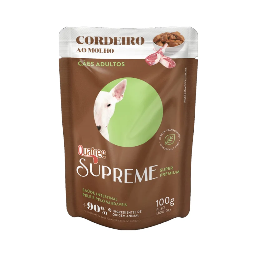Ração Úmida Quatree para Cães Supreme Adulto Sabor Cordeiro Sachê 100gr
